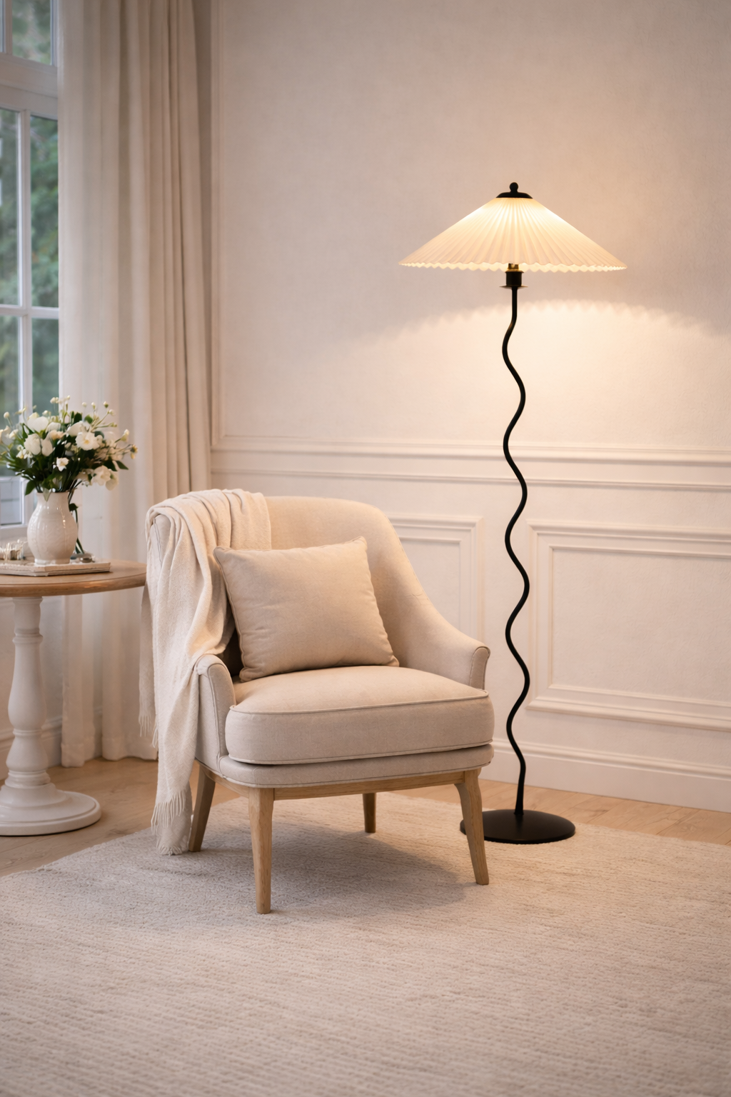 Mid-Century Fabric Floor Lamp