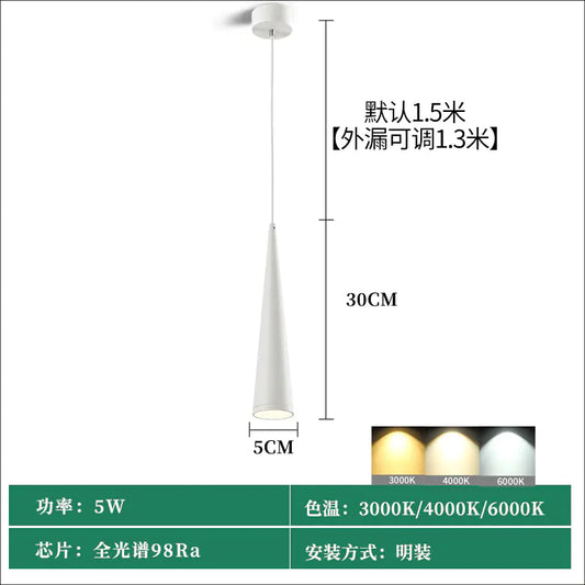 Modern Minimalist Black LED Cylinder Pendant Light