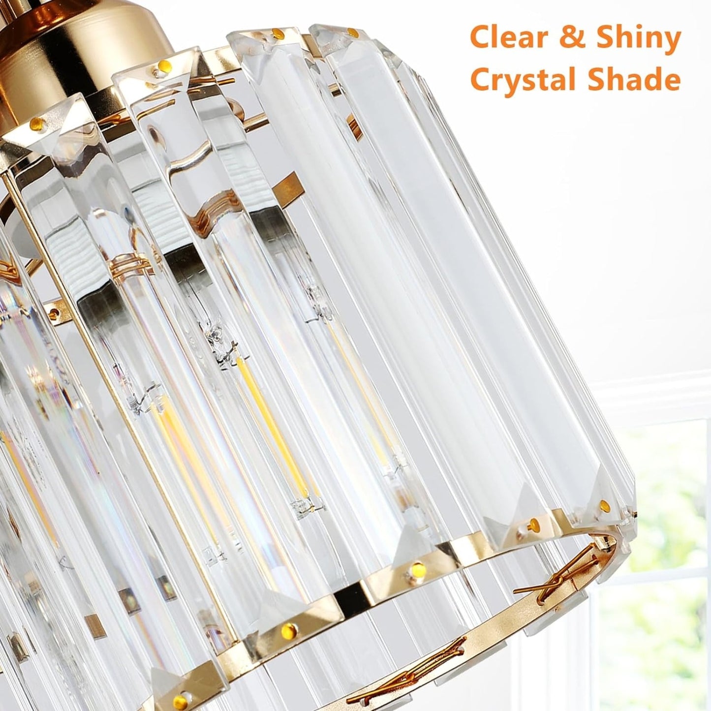 Modern 3-Light Crystal Semi-Flush Ceiling Light (Gold)