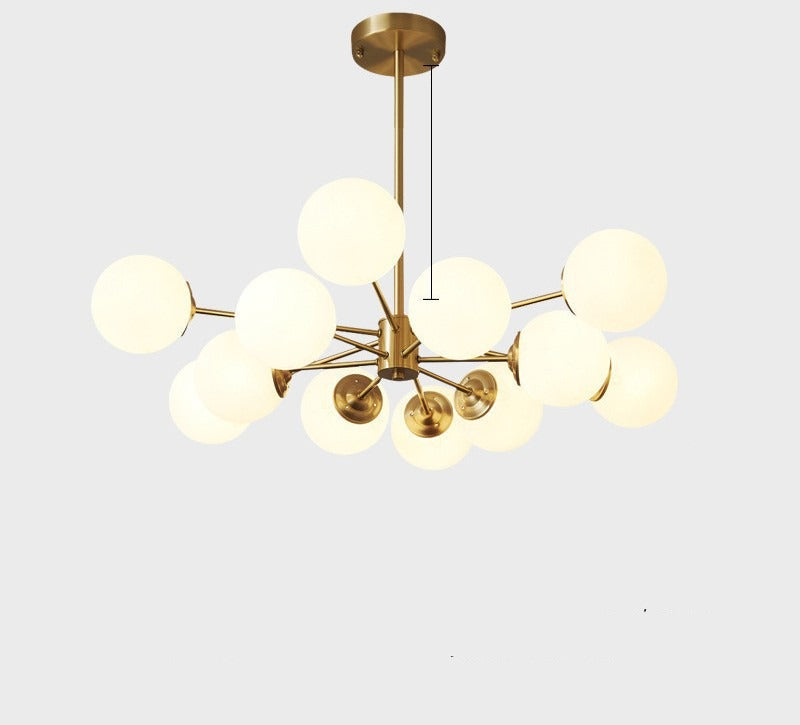 Full Copper Modern Nordic Glass Chandelier