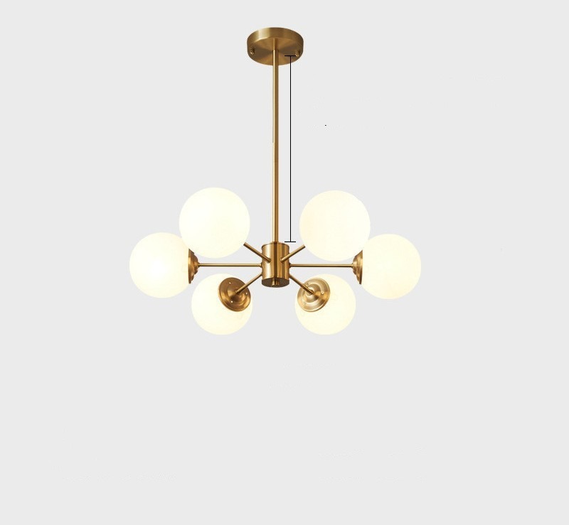 Full Copper Modern Nordic Glass Chandelier