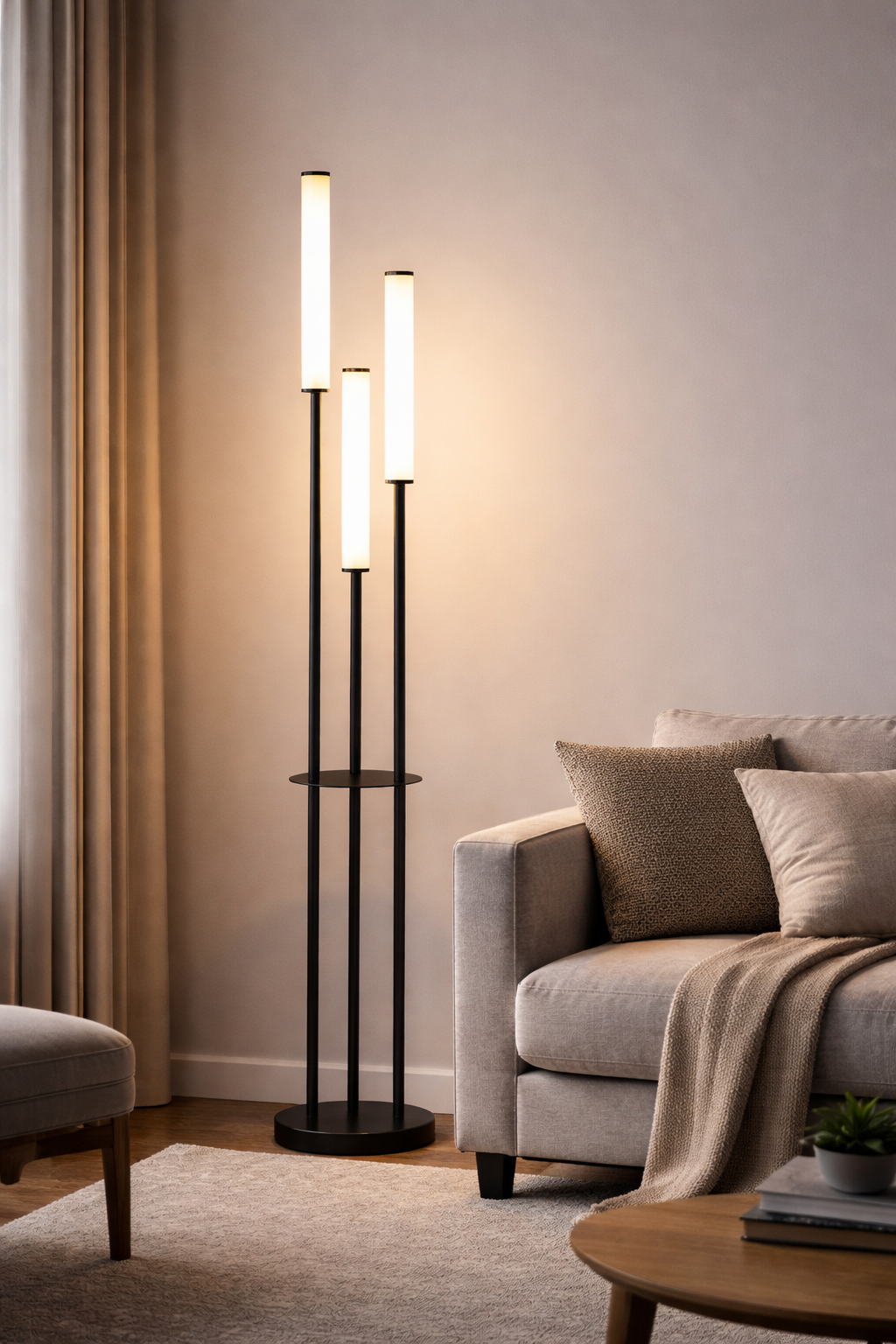 Chic Triple-Head LED Floor Lamp