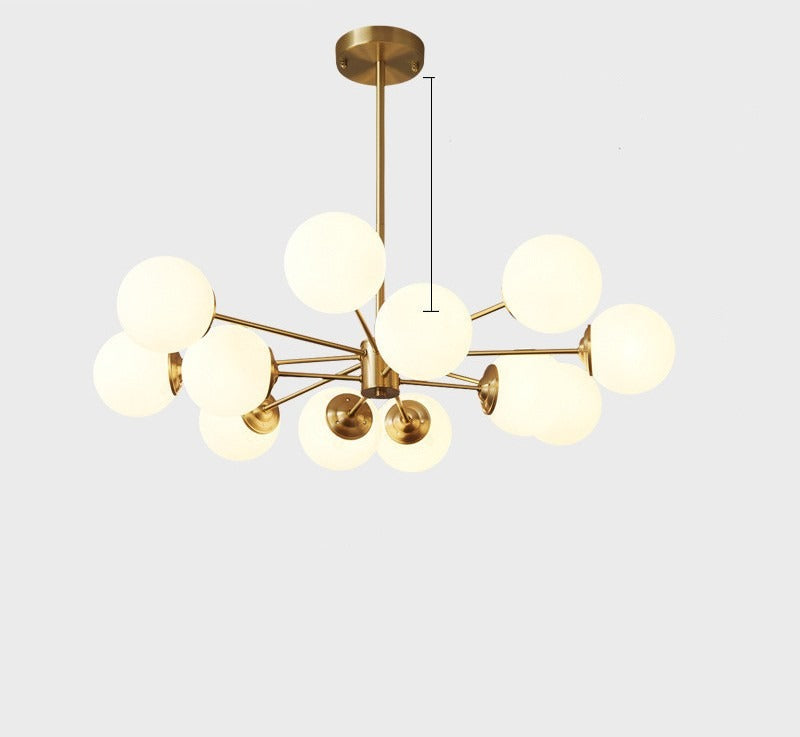 Full Copper Modern Nordic Glass Chandelier