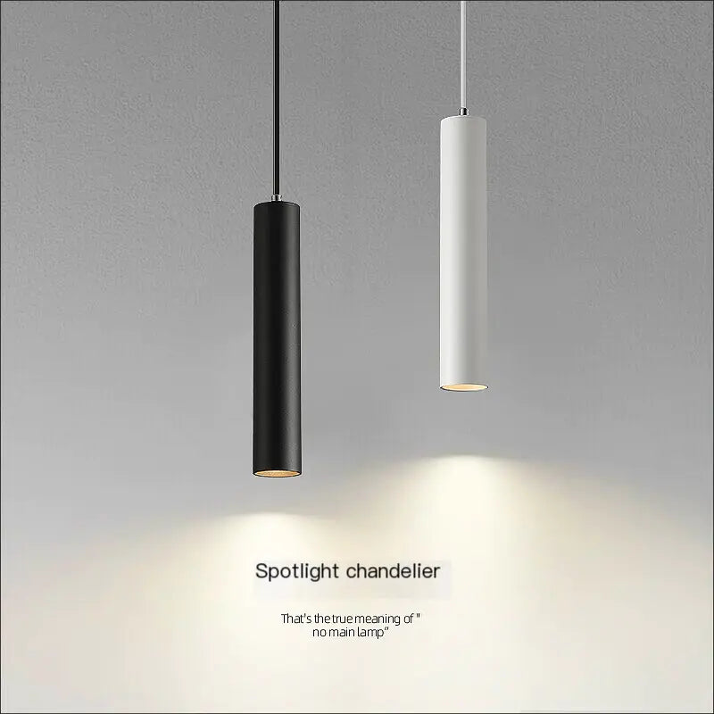 Modern Minimalist Black LED Cylinder Pendant Light