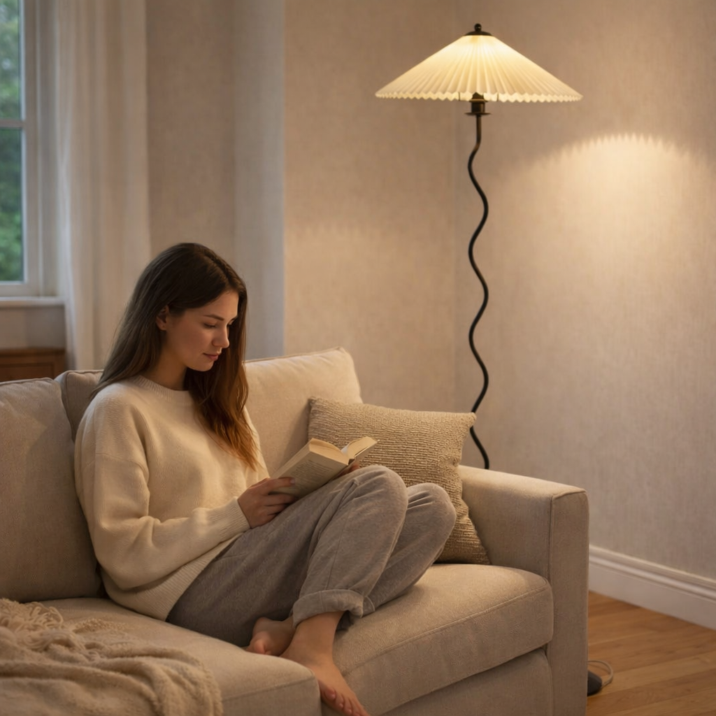 Mid-Century Fabric Floor Lamp