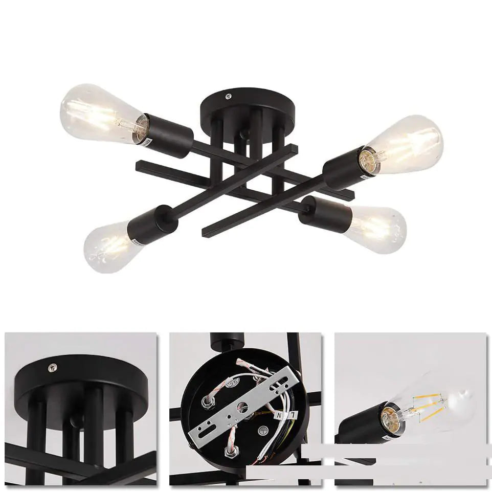 Retro Iron Ceiling Lamp for Homes & Cafes