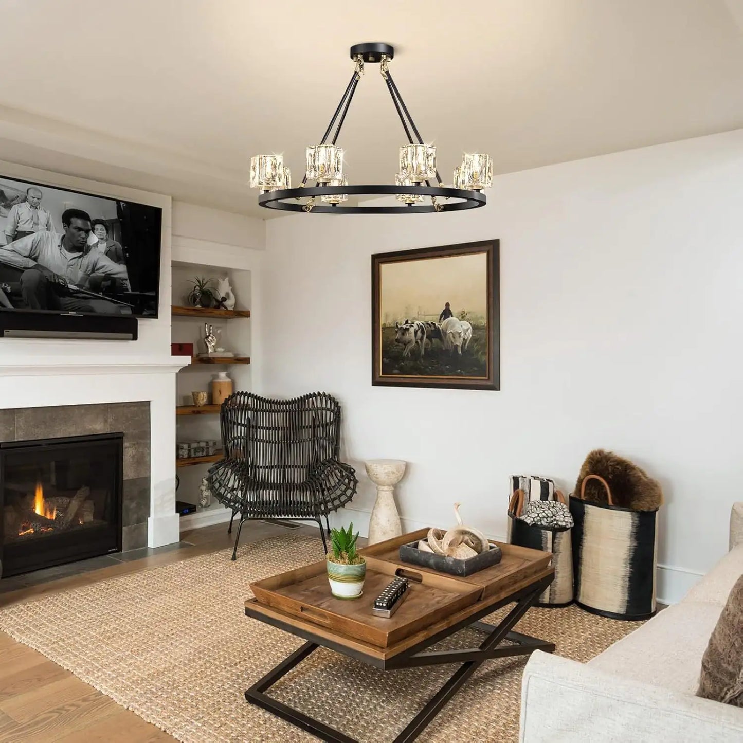 Modern Farmhouse 8-Light Wheel Chandelier