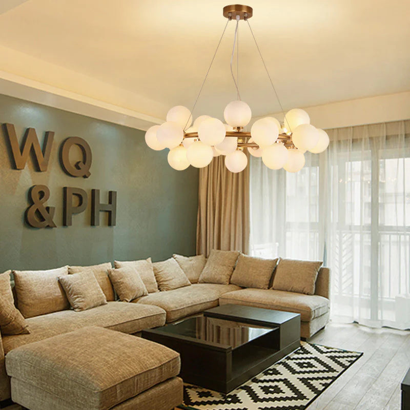 Chic Multi-Head Glass Orb Chandelier