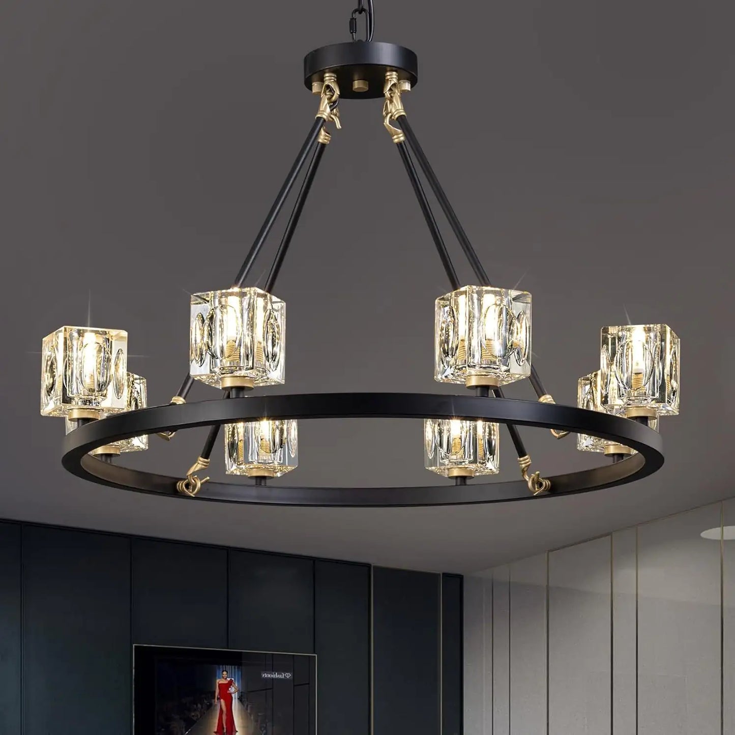 Modern Farmhouse 8-Light Wheel Chandelier