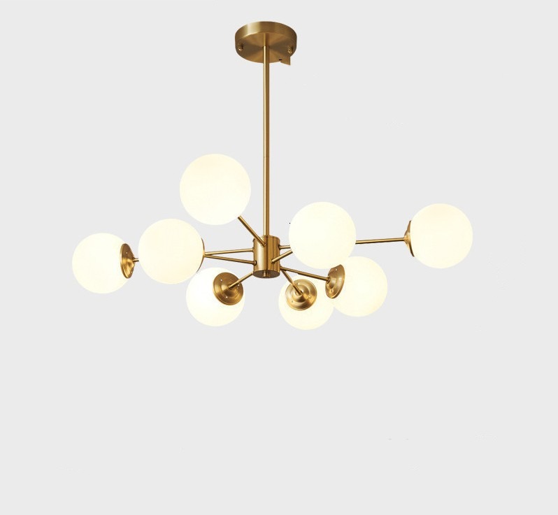 Full Copper Modern Nordic Glass Chandelier