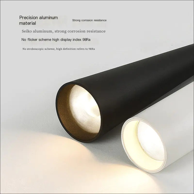 Modern Minimalist Black LED Cylinder Pendant Light