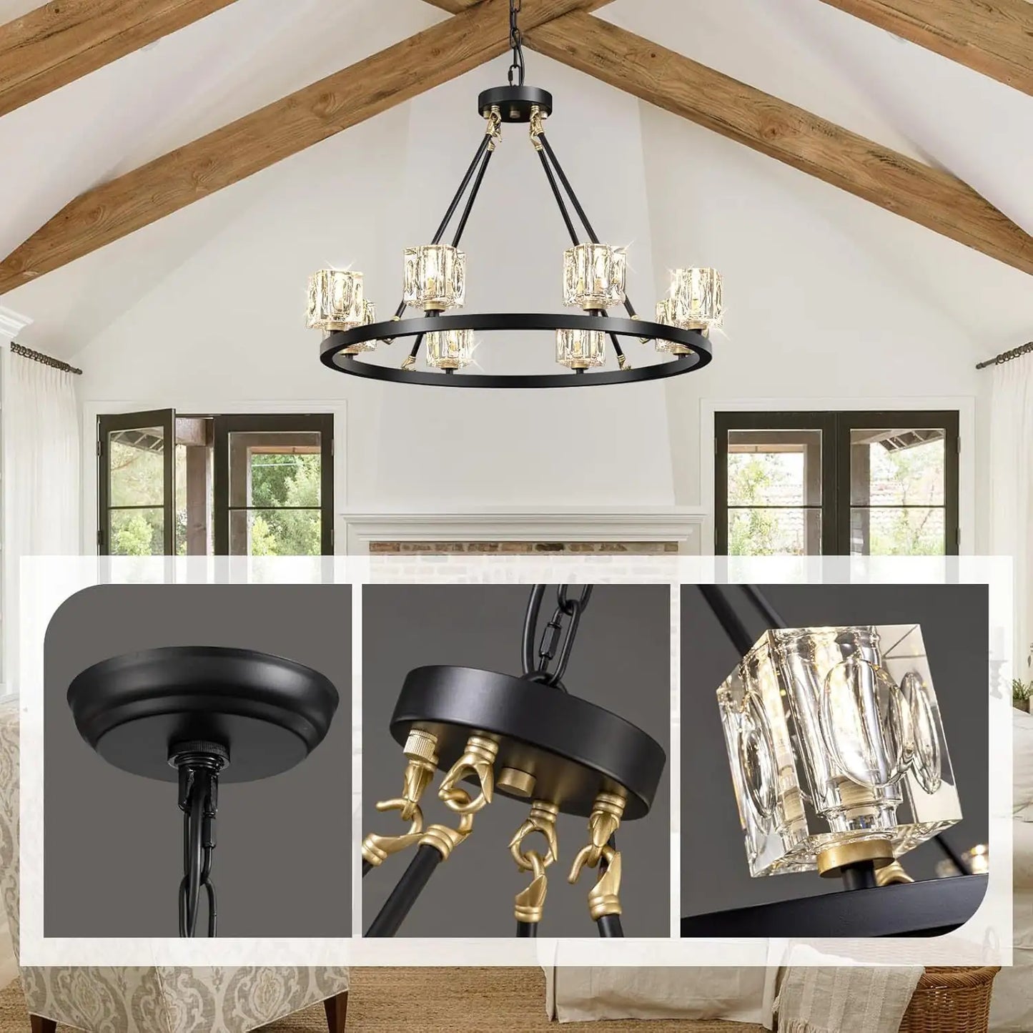 Modern Farmhouse 8-Light Wheel Chandelier