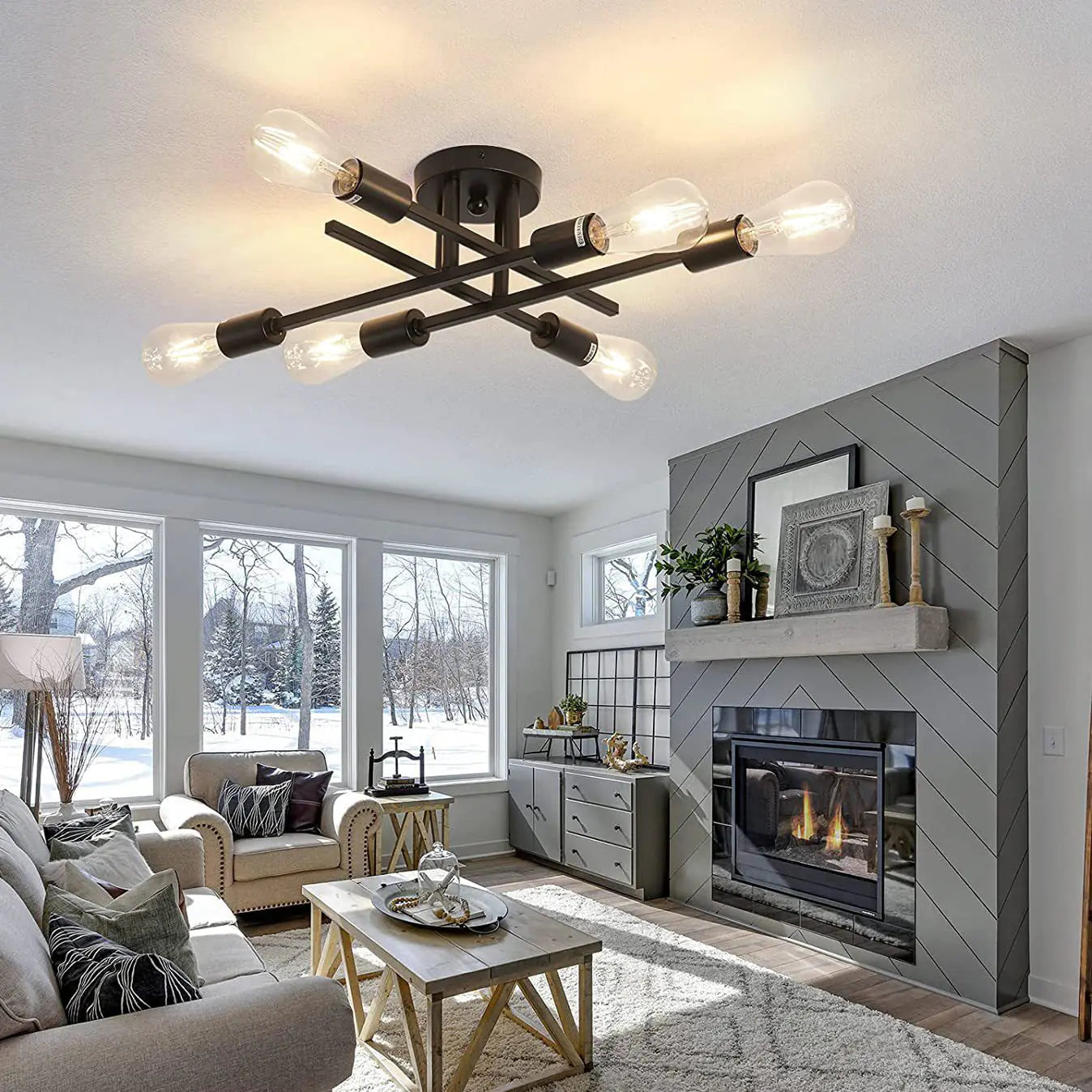 Retro Iron Ceiling Lamp for Homes & Cafes