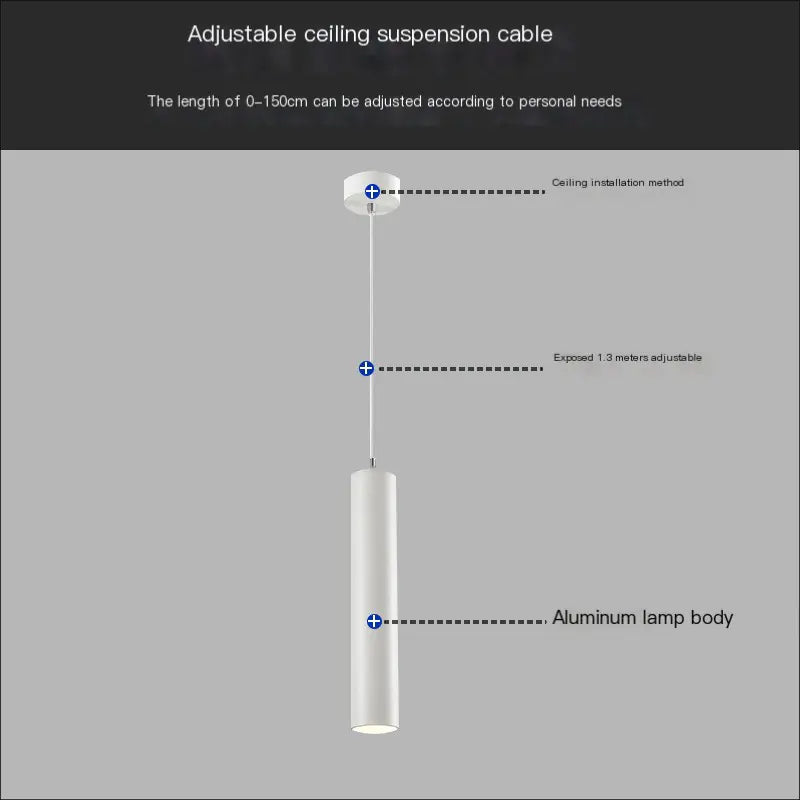 Modern Minimalist Black LED Cylinder Pendant Light